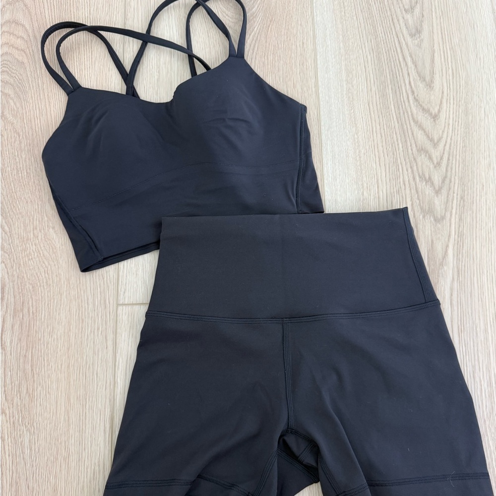 Lululemon Black Sports Bra and Shorts Set - Picture 2 of 2